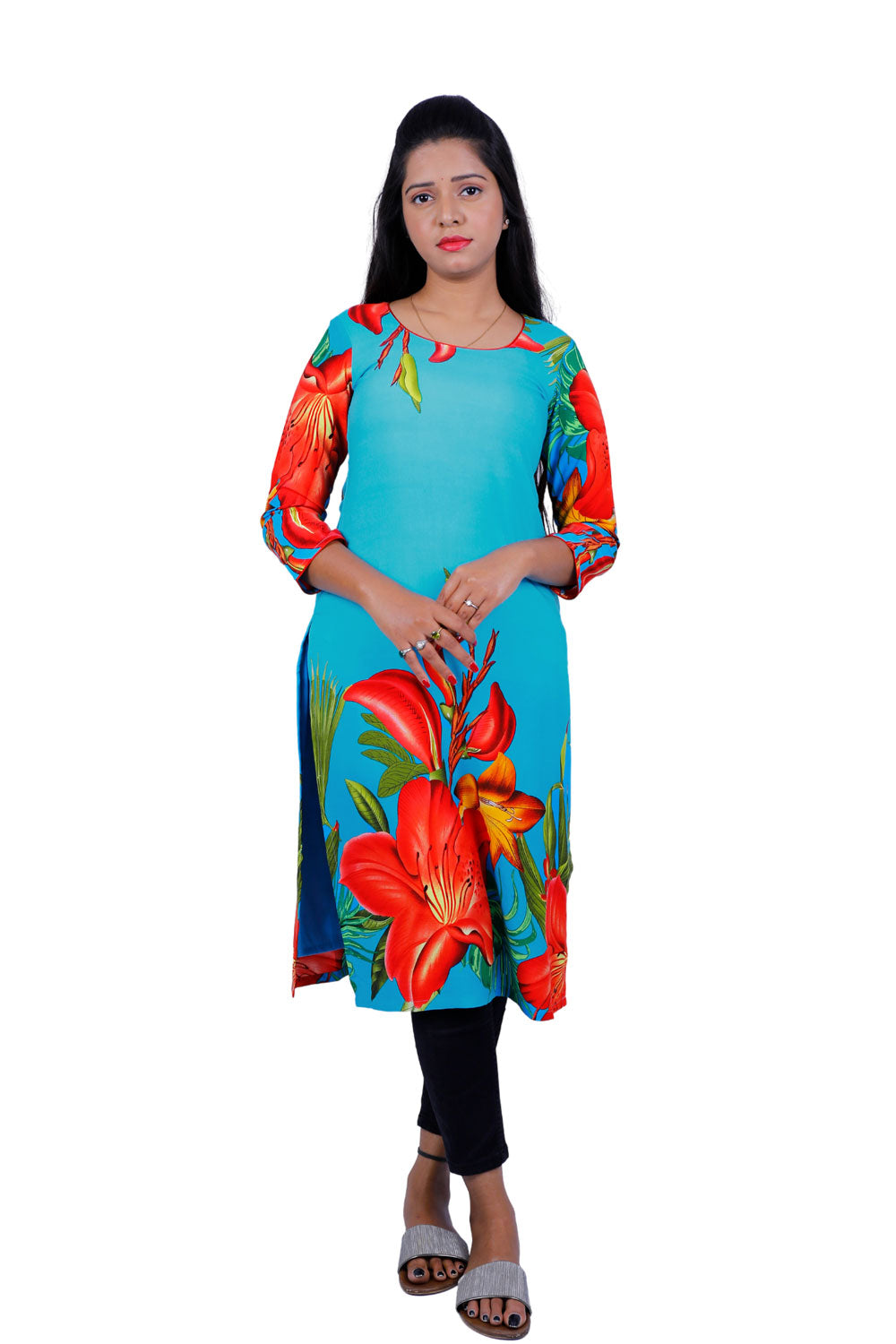 Women Floral Print Straight Kurta | S3X134
