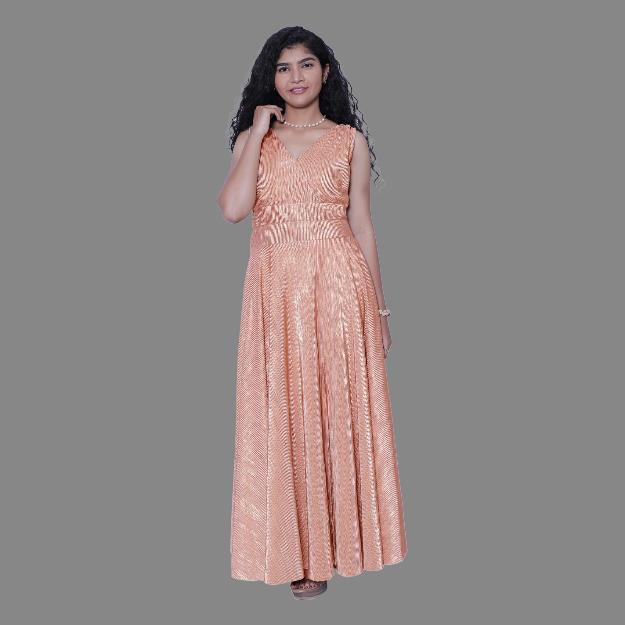 Adorable Peach Color Gown Georgette With Embroidery Work