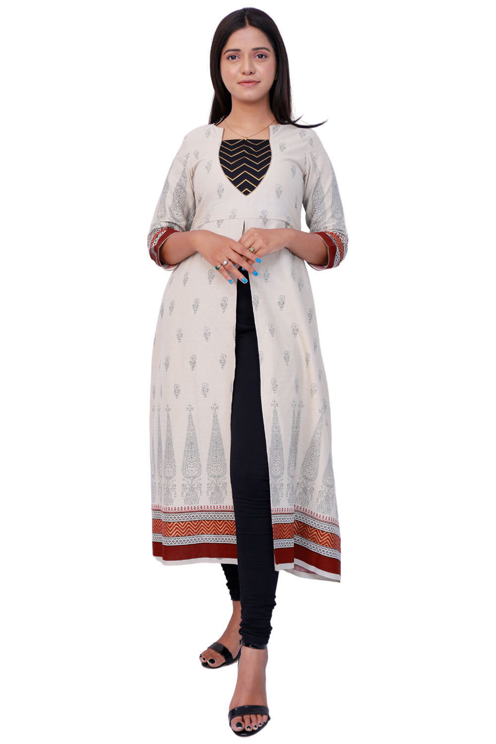 Women Printed Frontslit Kurta | S3X156