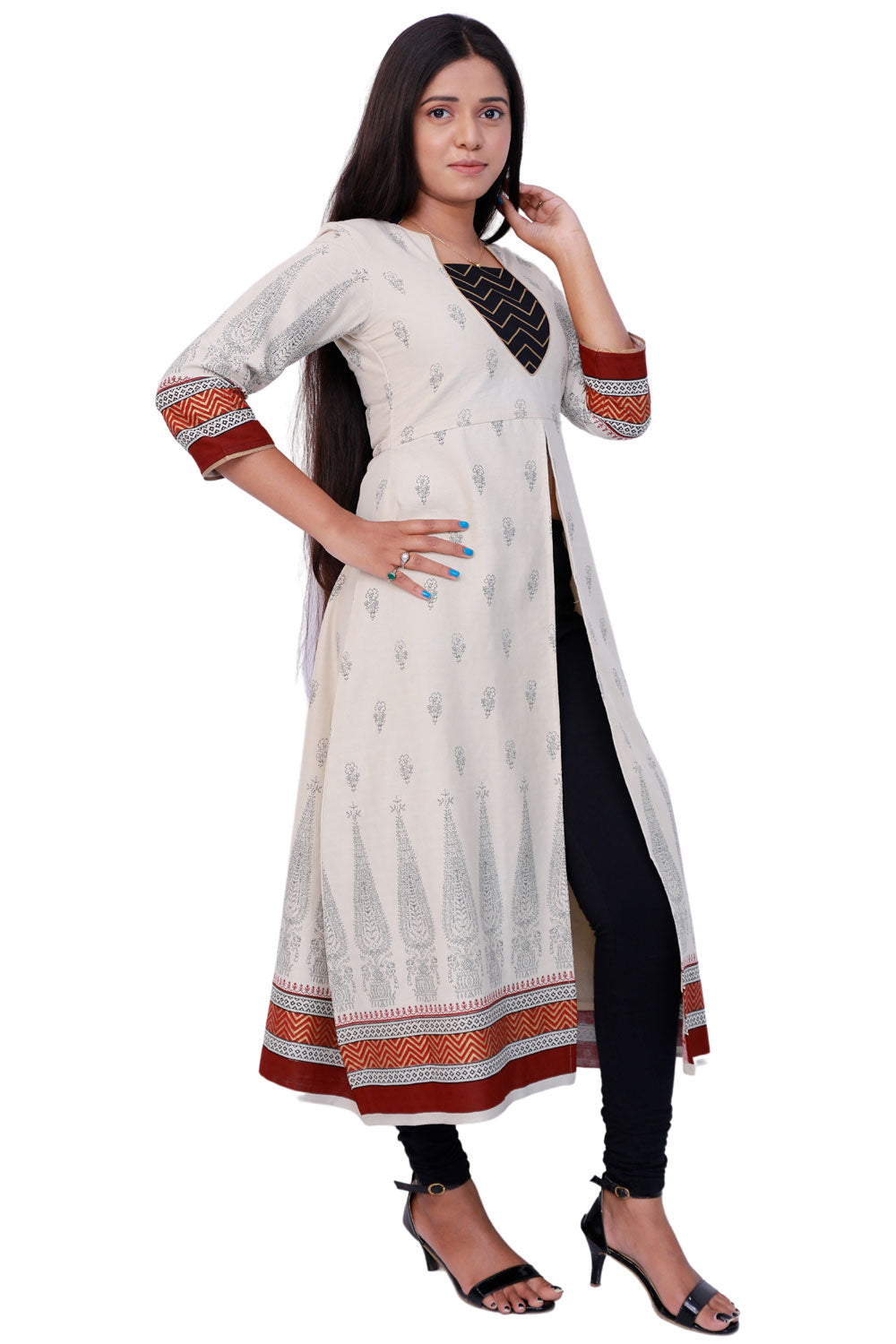 Women Printed Frontslit Kurta | S3X156