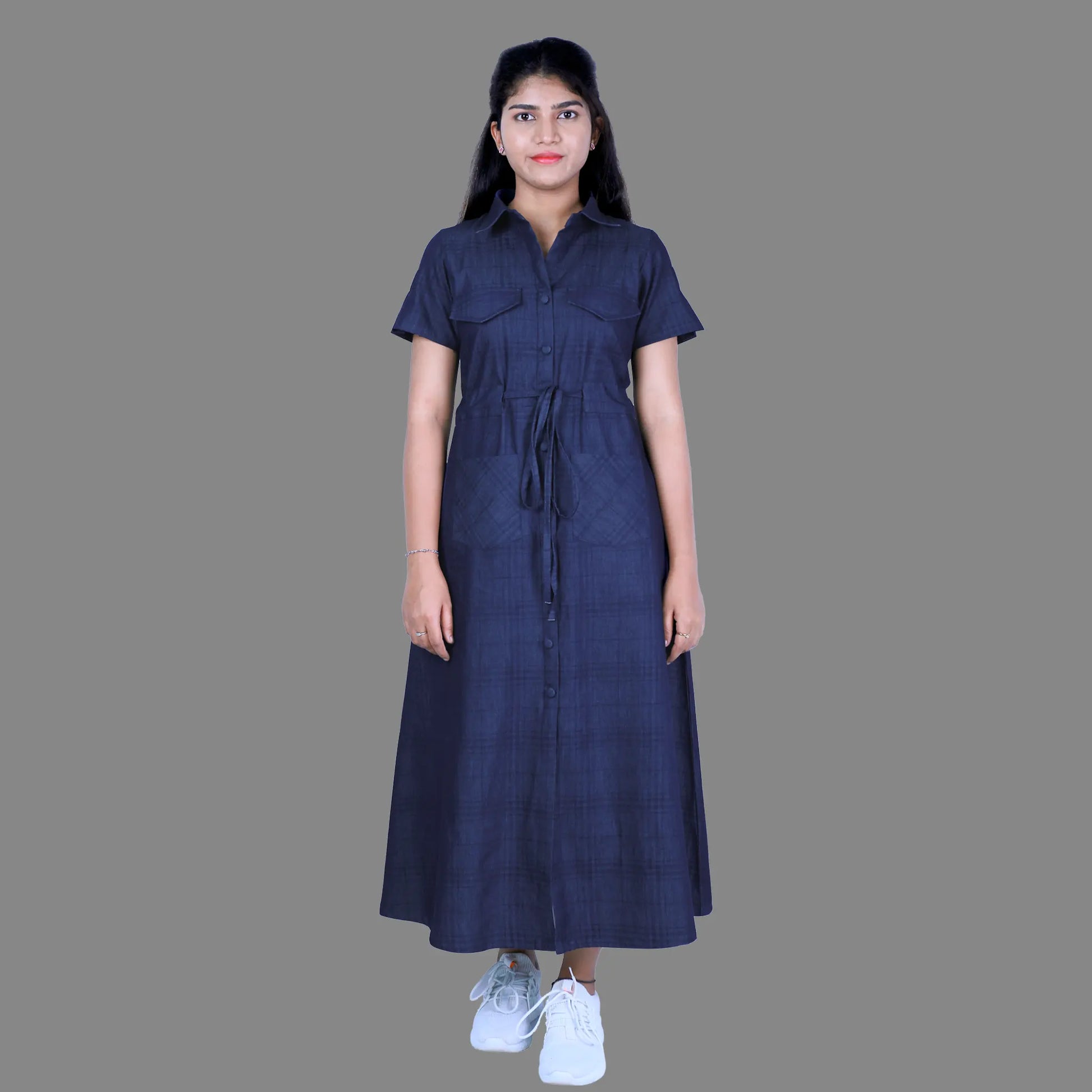 One piece dress top in jeans material