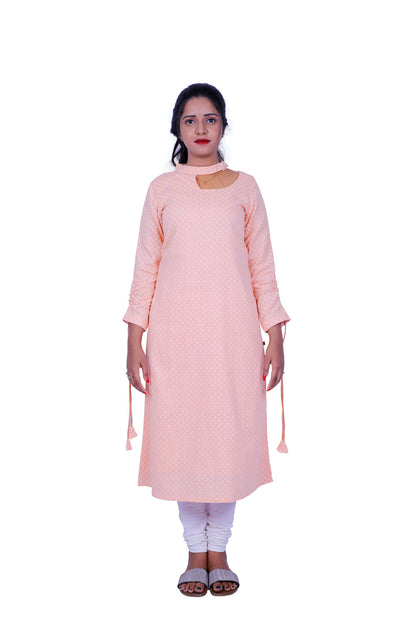 Women Printed A-line Kurta (Baby pink)|S3K131