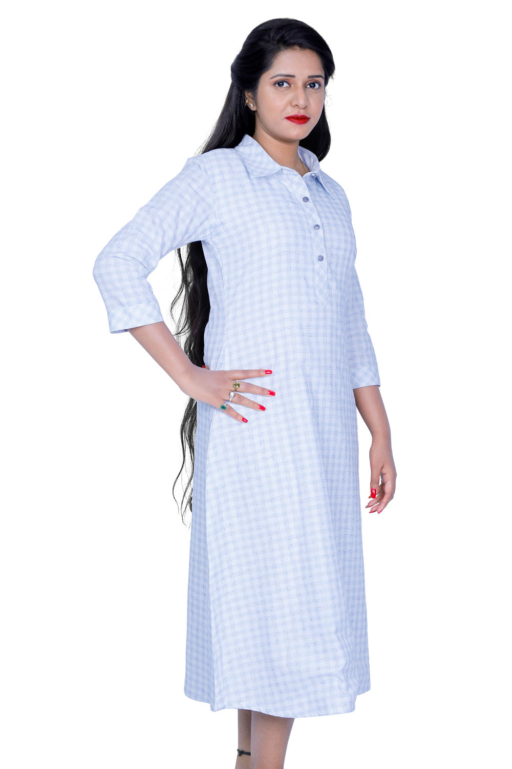 Women Checkered A-line Kurta | S3K043