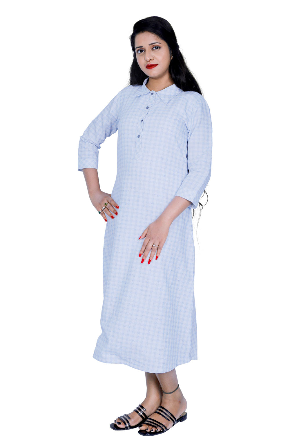 Women Checkered A-line Kurta | S3K043