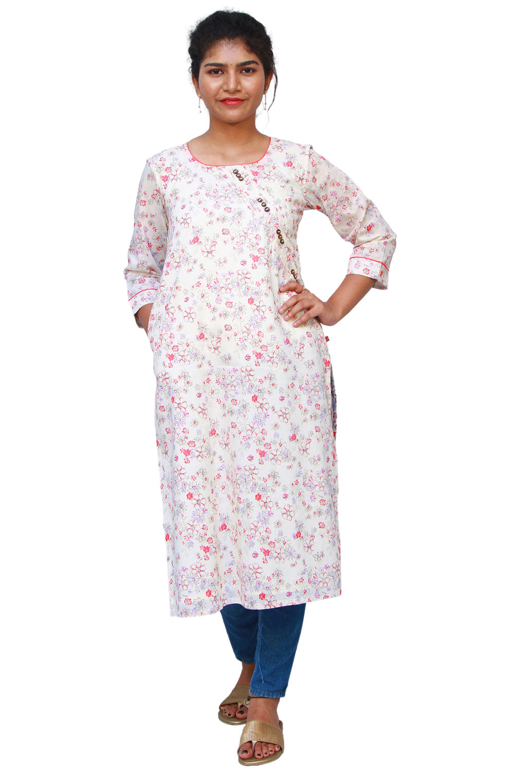 Women Floral Print Straight Kurta | S3K082