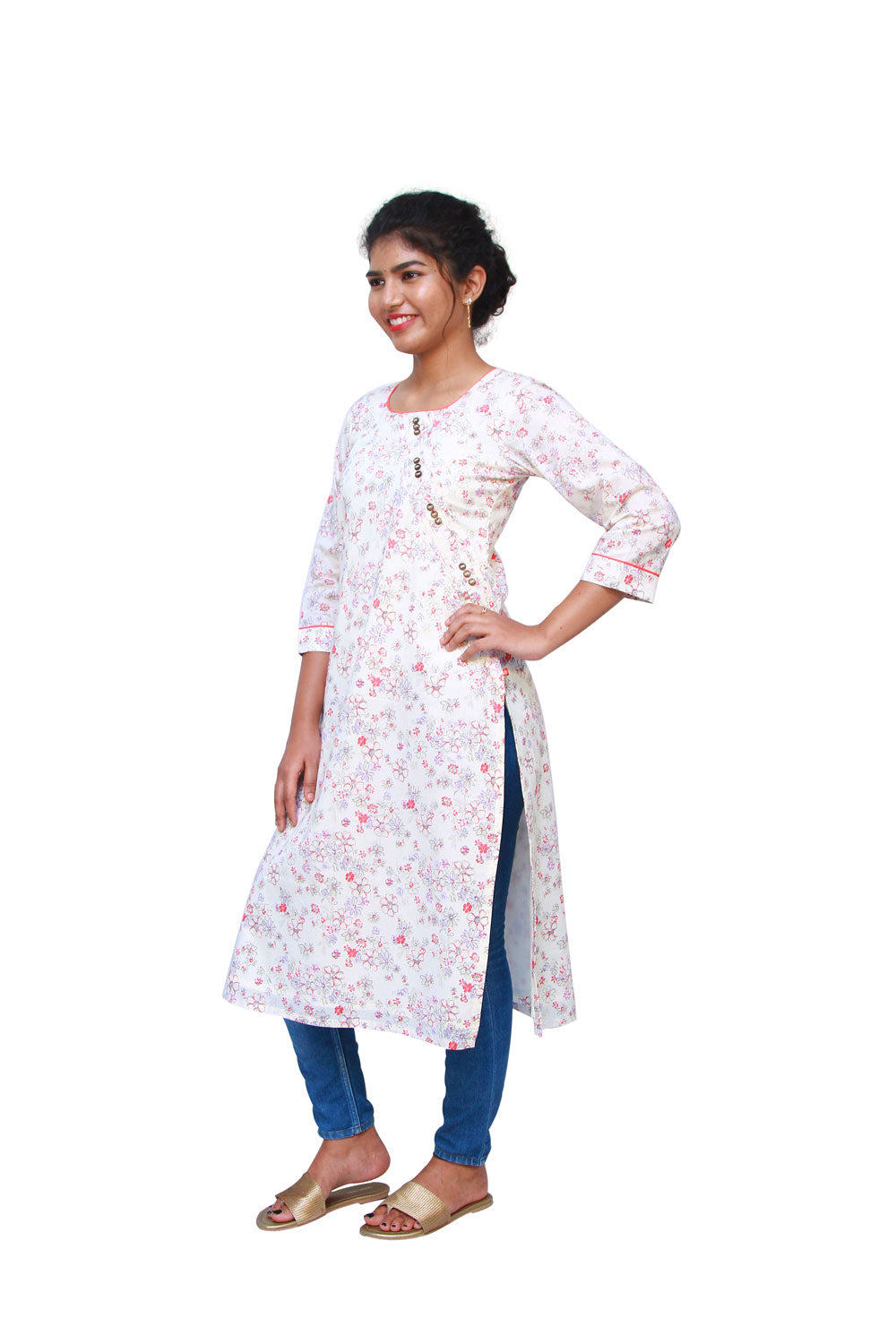 Women Floral Print Straight Kurta | S3K082
