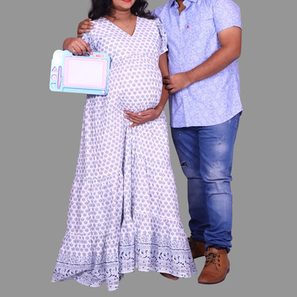 White Printed Maternity Shoot Combo | S3MWMC5
