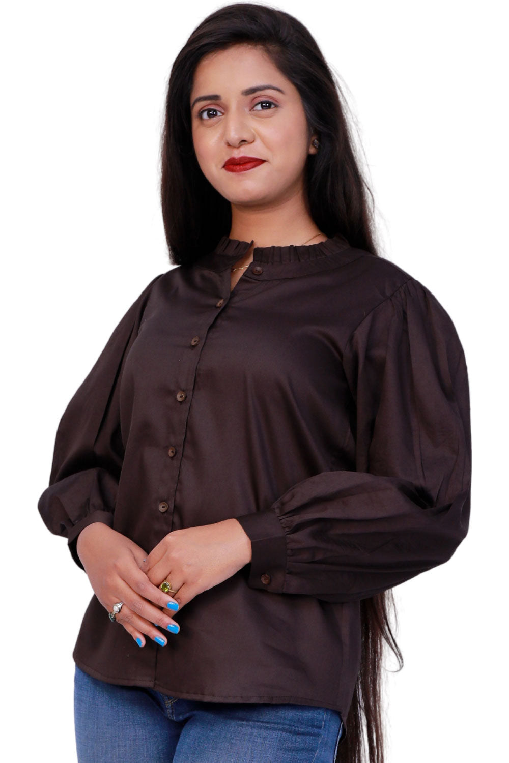 Women Regular Fit Solid Casual Shirt(Brown) | S3T560