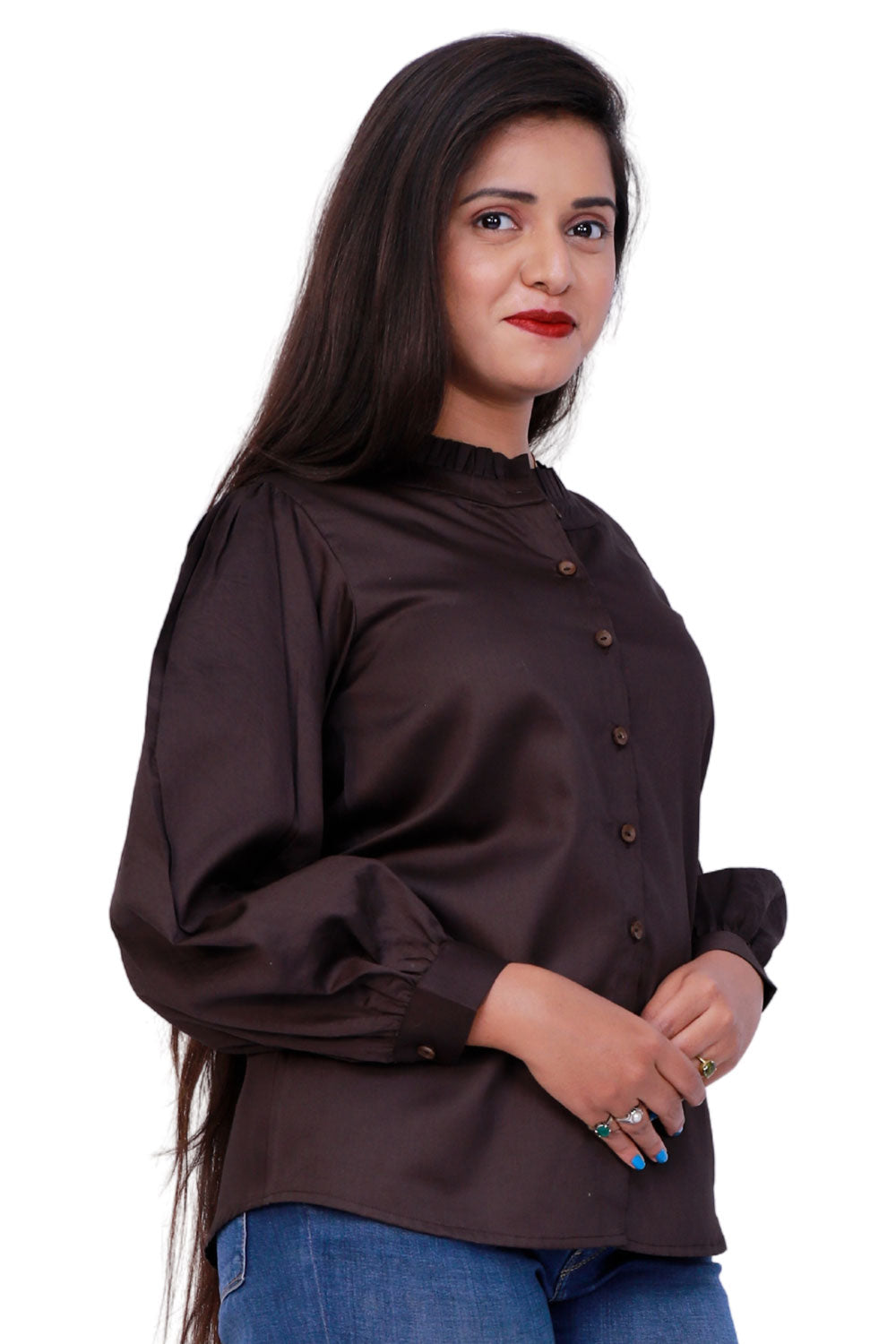 Women Regular Fit Solid Casual Shirt(Brown) | S3T560
