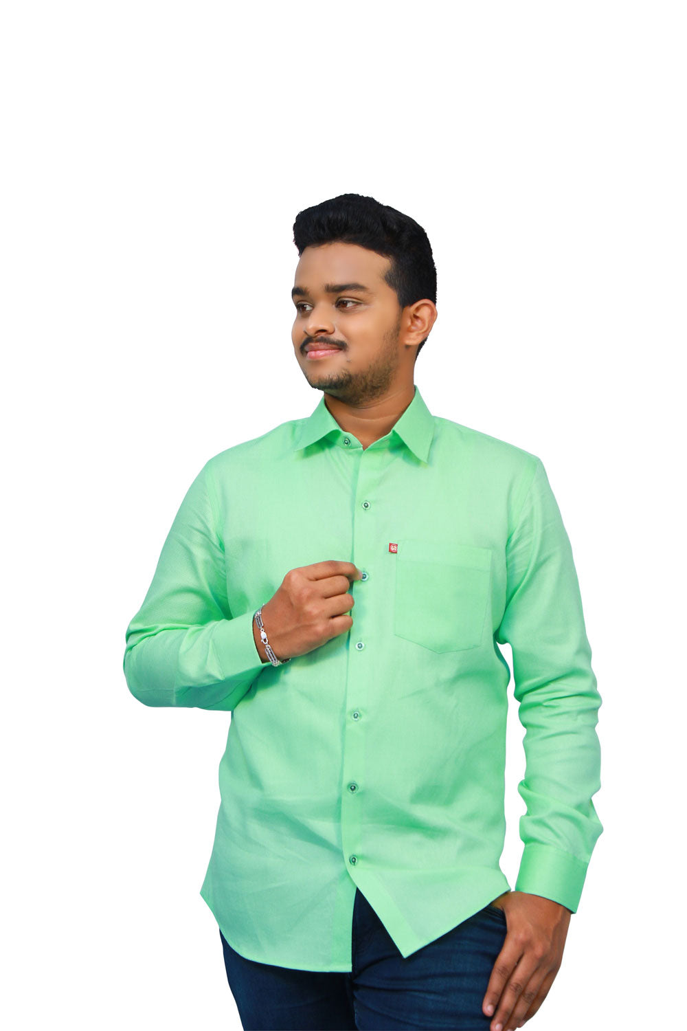 Green Textured Men’s Shirt | S3S724