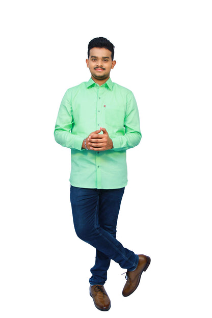 Green Textured Men’s Shirt | S3S724