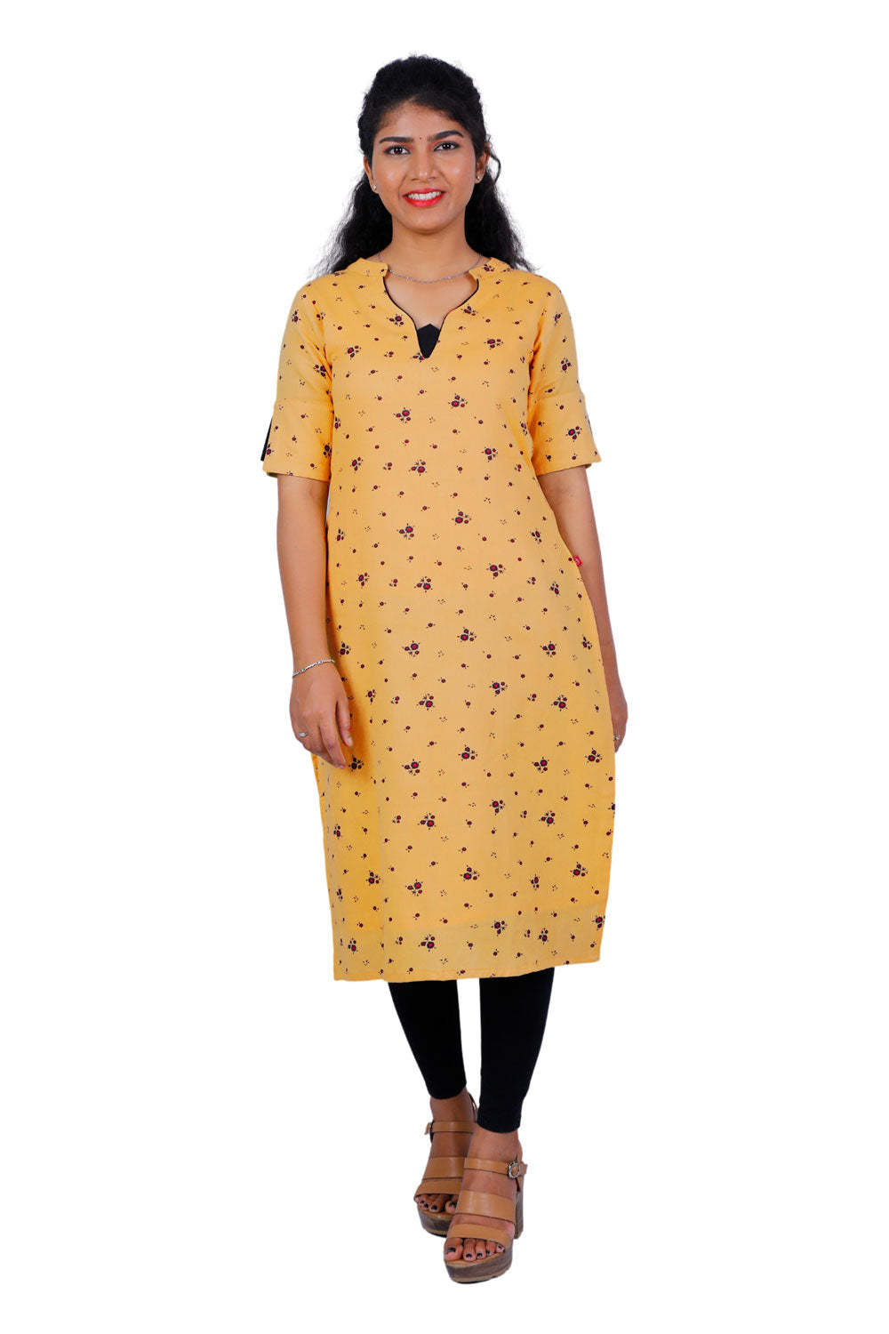 Women Floral Print Straight Kurta (YELLOW) | S3X174