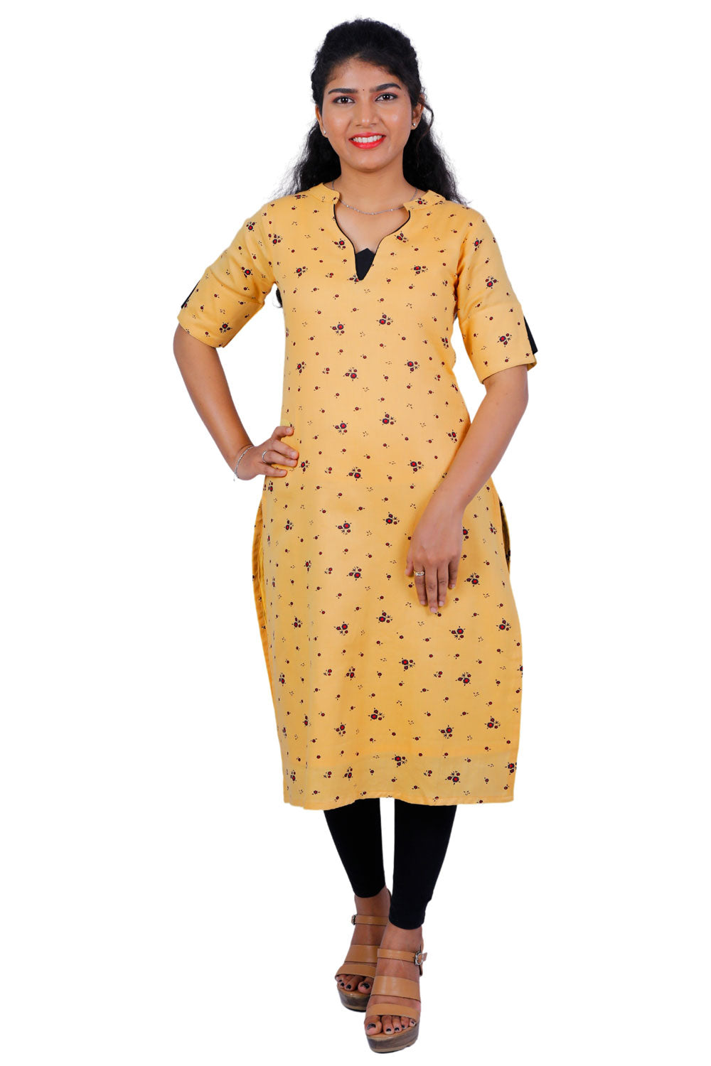 Women Floral Print Straight Kurta (YELLOW) | S3X174