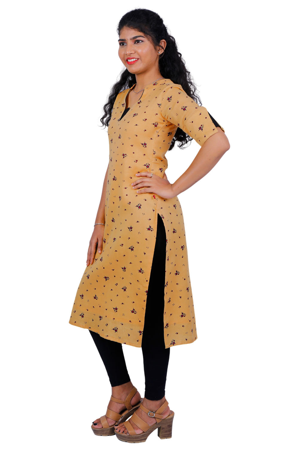 Women Floral Print Straight Kurta (YELLOW) | S3X174