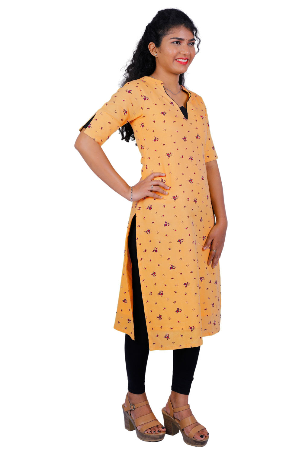 Women Floral Print Straight Kurta (YELLOW) | S3X174
