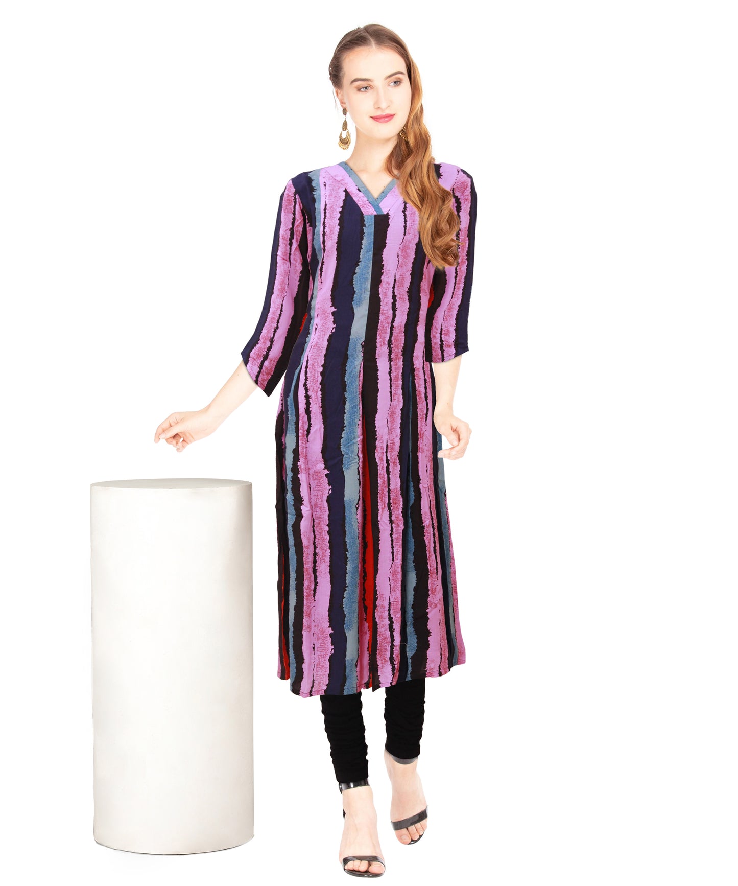V-Neck Multi Color Kurta for Women |S3K052
