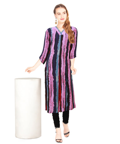 V-Neck Multi Color Kurta for Women |S3K052