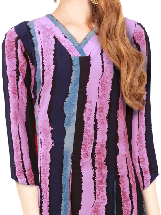 V-Neck Multi Color Kurta for Women |S3K052