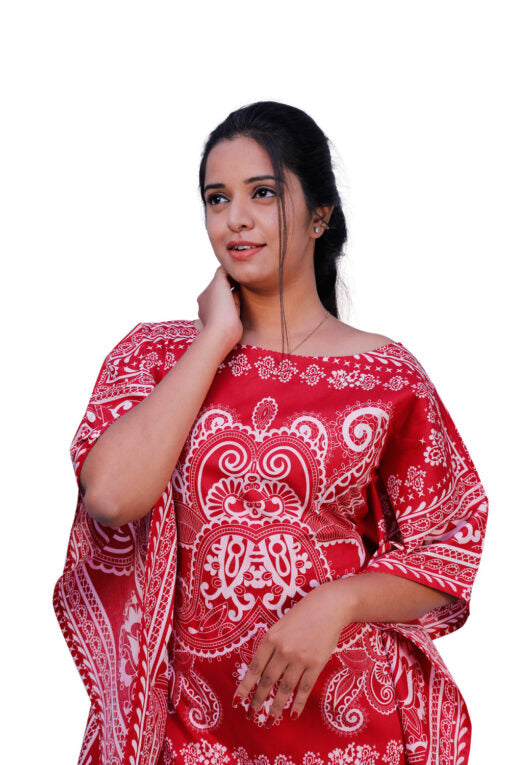Floral Print Cotton Blend Women Kaftan | S3K714