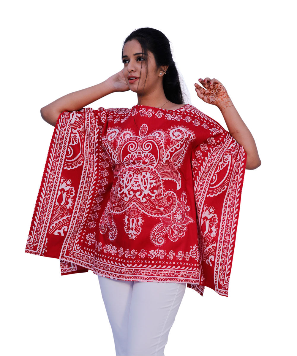 Floral Print Cotton Blend Women Kaftan | S3K714