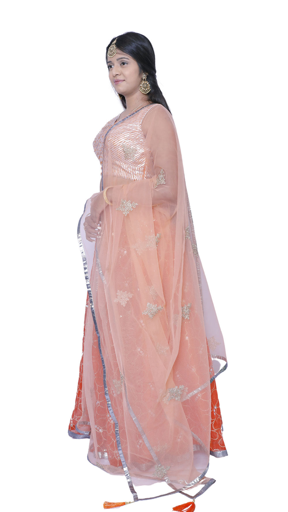 Embroidered Stitched Orange Lehenga Choli | S3SKD311