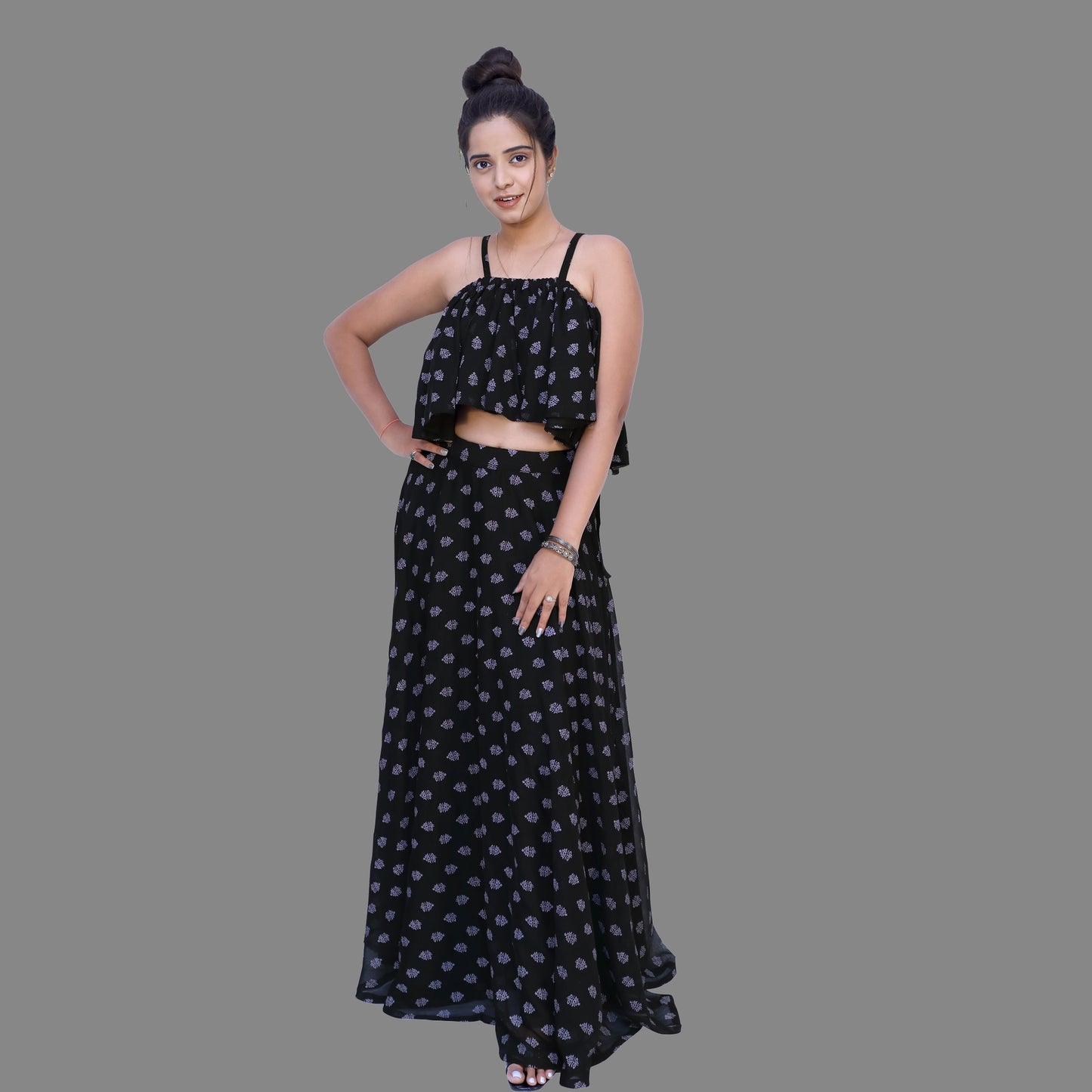 Printed Stitched Skirt & Crop Top | S3TS808