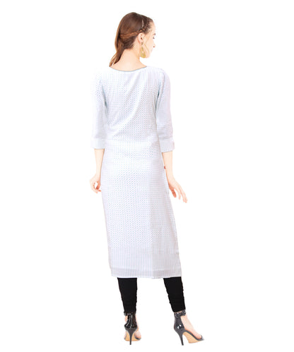 White Straight Cotton Kurta | S3K042