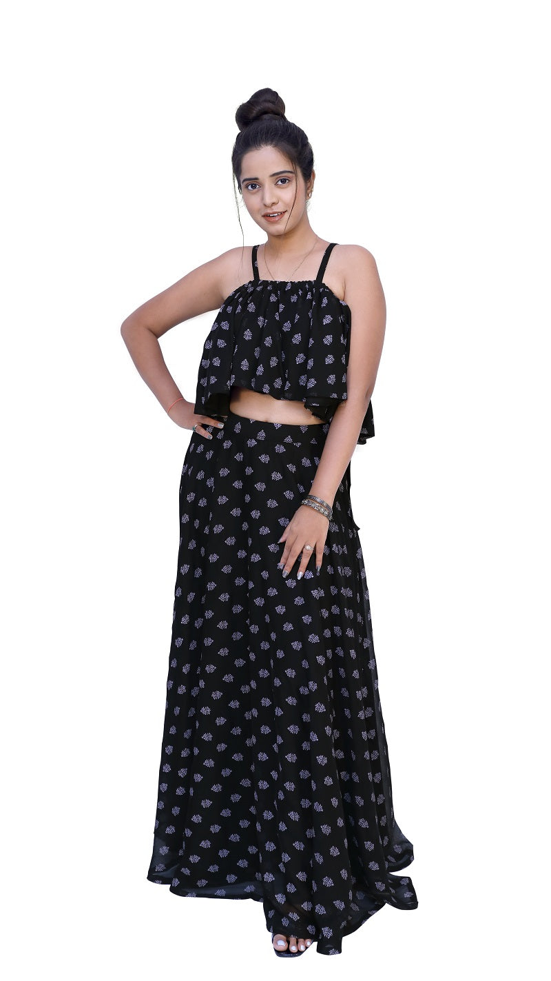 Printed Stitched Skirt & Crop Top | S3TS808