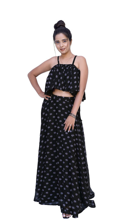 Printed Stitched Skirt & Crop Top | S3TS808