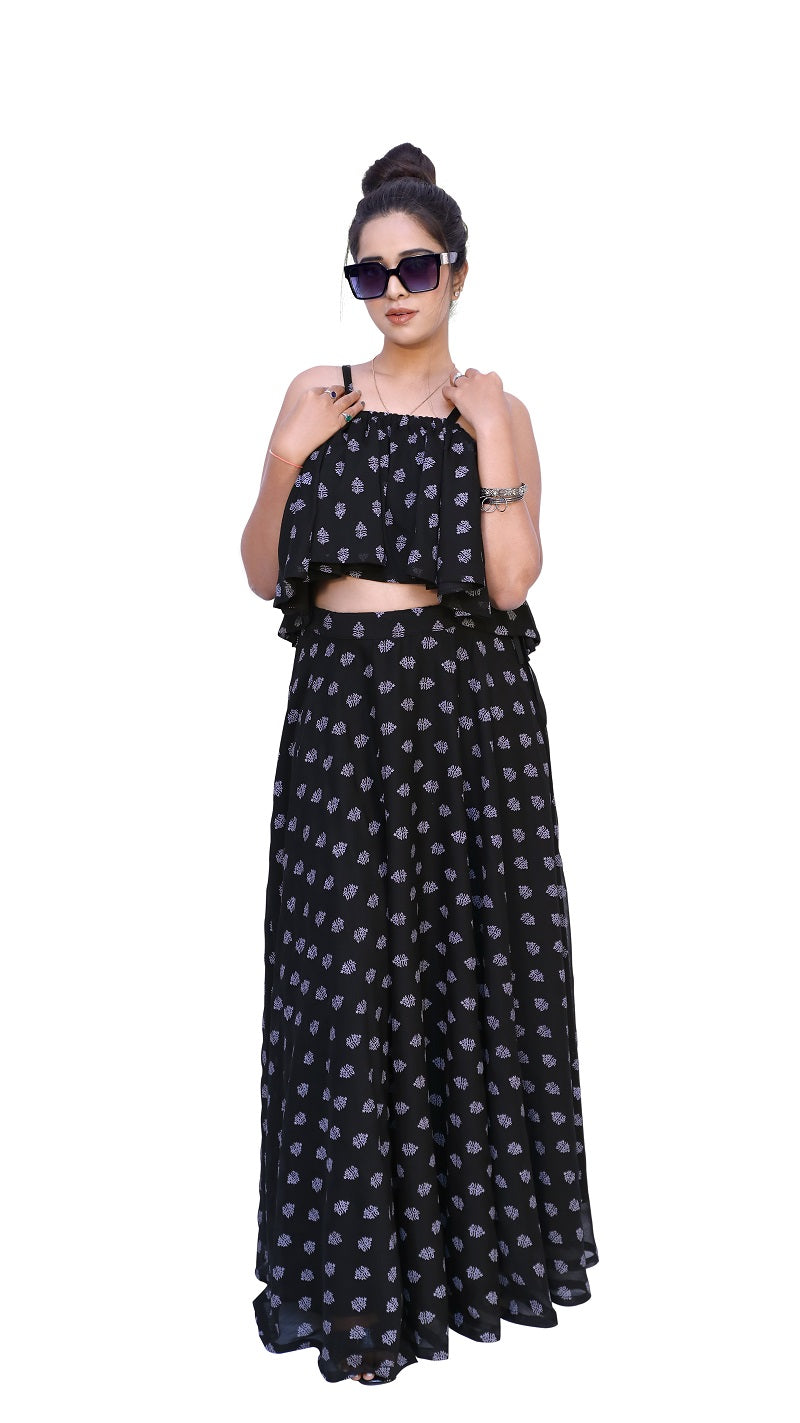 Printed Stitched Skirt & Crop Top | S3TS808