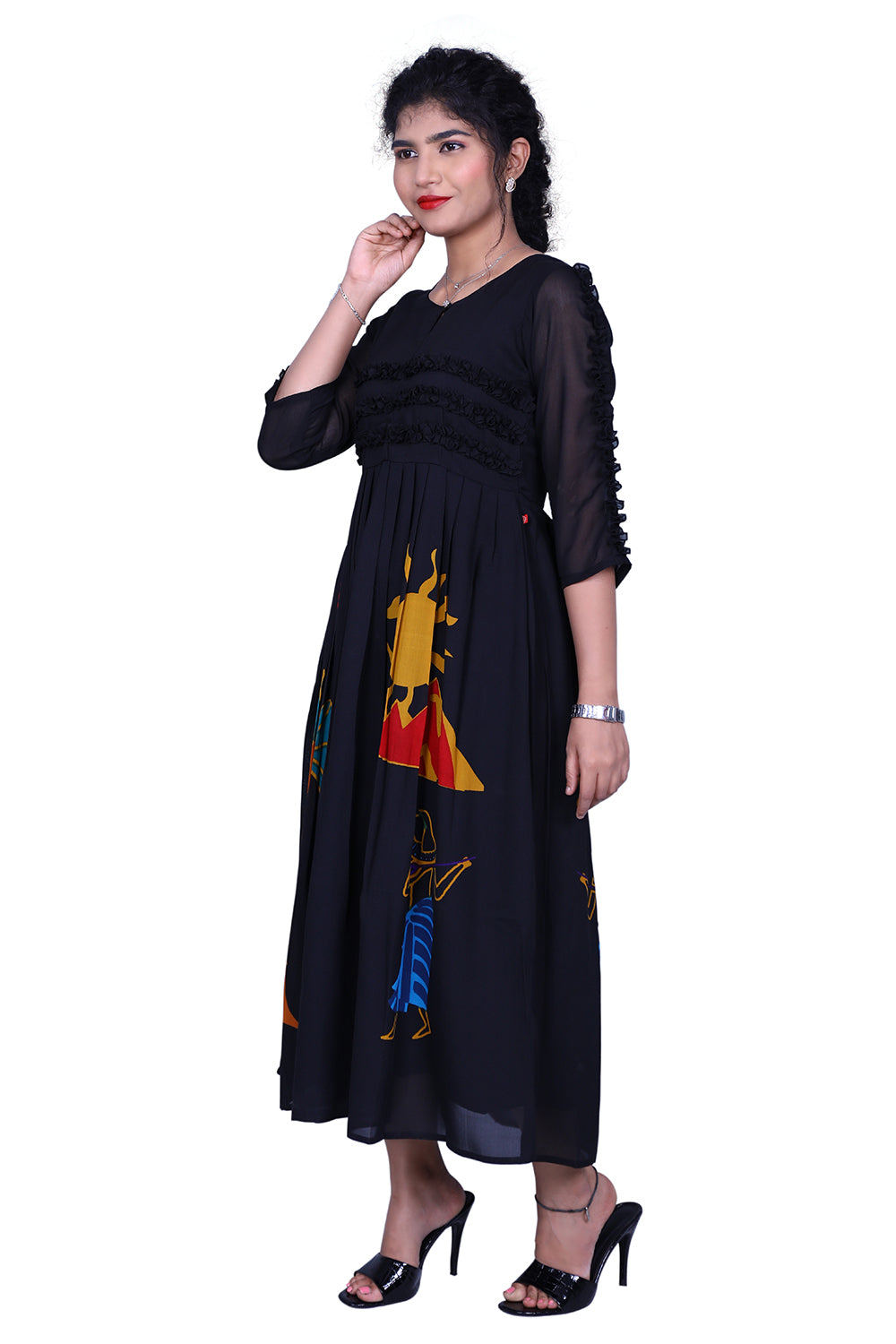 Black Georgette Printed Maxi | S3G866