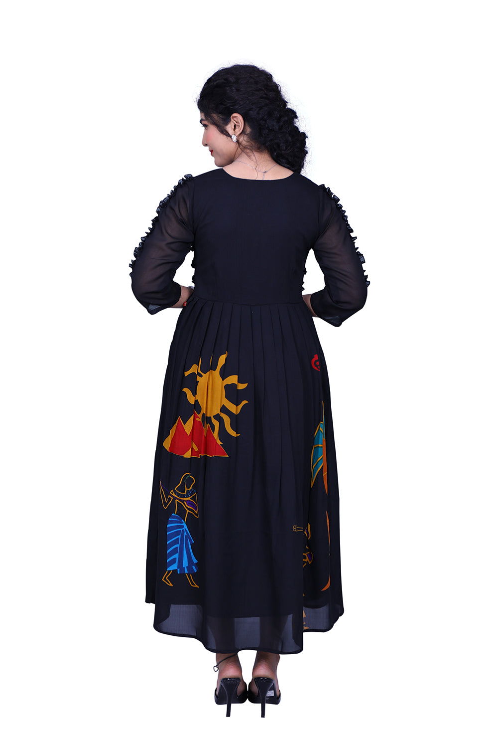 Black Georgette Printed Maxi | S3G866