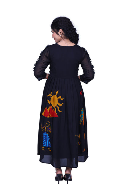 Black Georgette Printed Maxi | S3G866