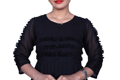 Black Georgette Printed Maxi | S3G866