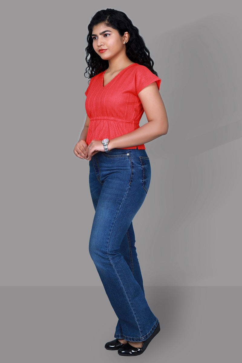 Rose Red Peplum Top | S3CT1087