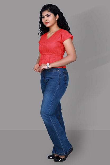Rose Red Peplum Top | S3CT1087