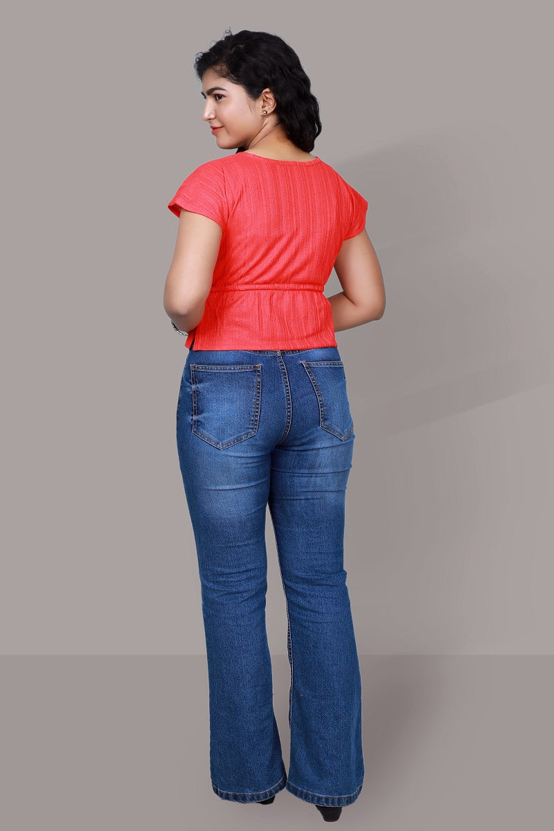 Rose Red Peplum Top | S3CT1087