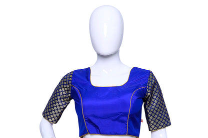 Broad Round Neck Blue Blouse | S3B30