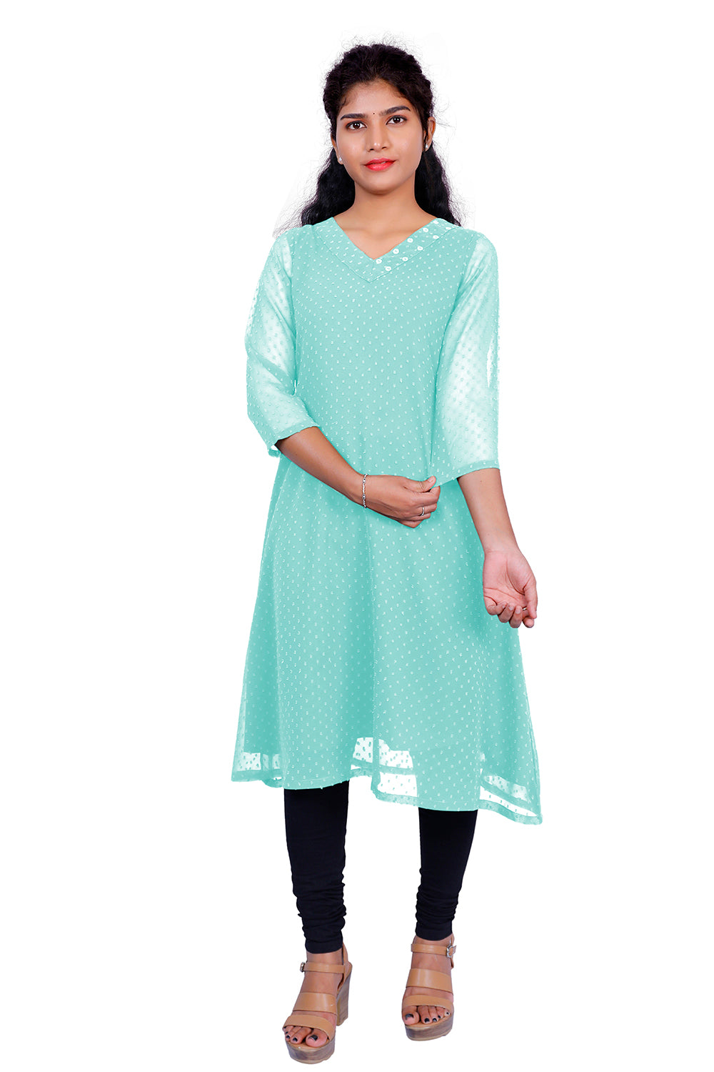 Textured Georgette A-line Kurti | S3K416A