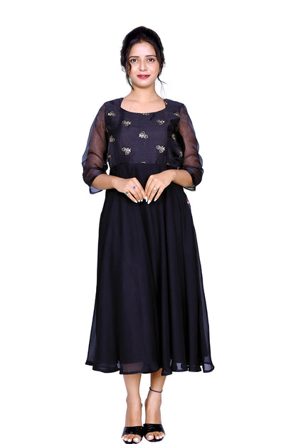 Solid Georgette Stitched Anarkali Gown | S3G399