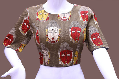 Kalamkari Print Boat Neck Blouse | S3B12