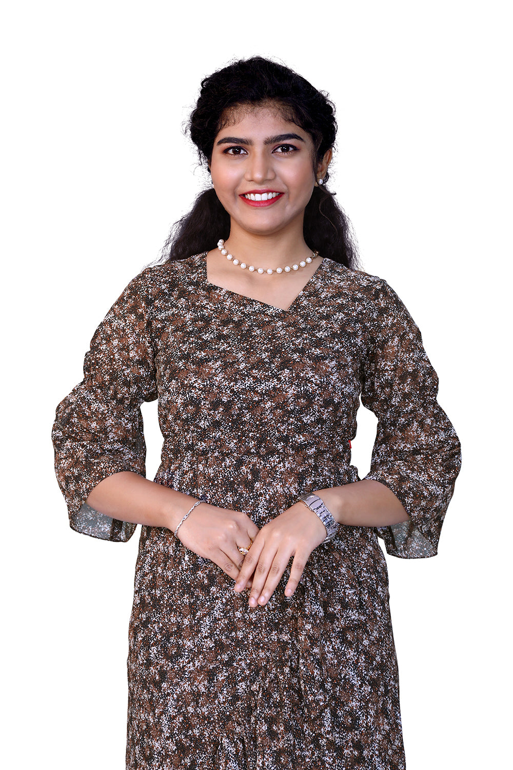 Women Fit and Flare Brown Dress