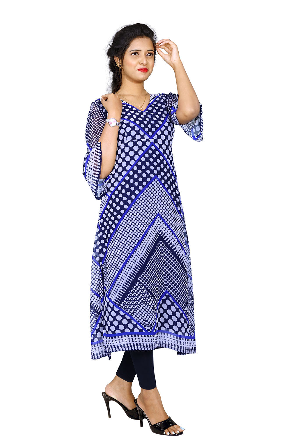 Blue Tie&Die Straight Fit Kurti | S3K833