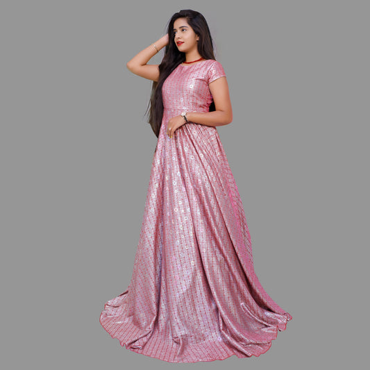 Pink Shimmer long Gown | S3G892