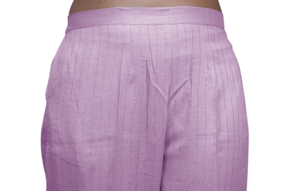 Regular Fit Women Pink Rayon Lurex Print Trousers | S3PP779