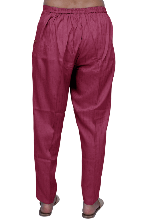 Regular Fit Women Dark Pink Rayon Lurex Print Trousers |  S3DPP779