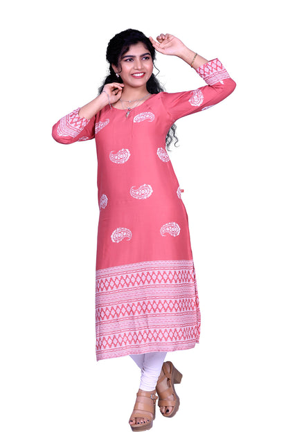 Printed Rayon Straight Kurta | S3K832