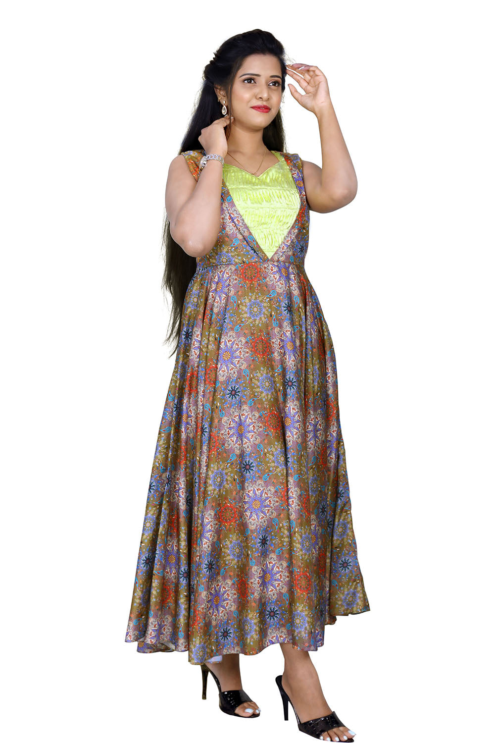 Multi Color Floral Printed Gown | S3G806