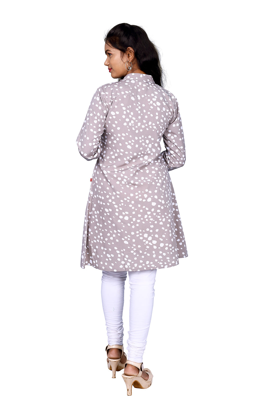 Womens Crape Ivory and White Polka Dots Top |S3T963