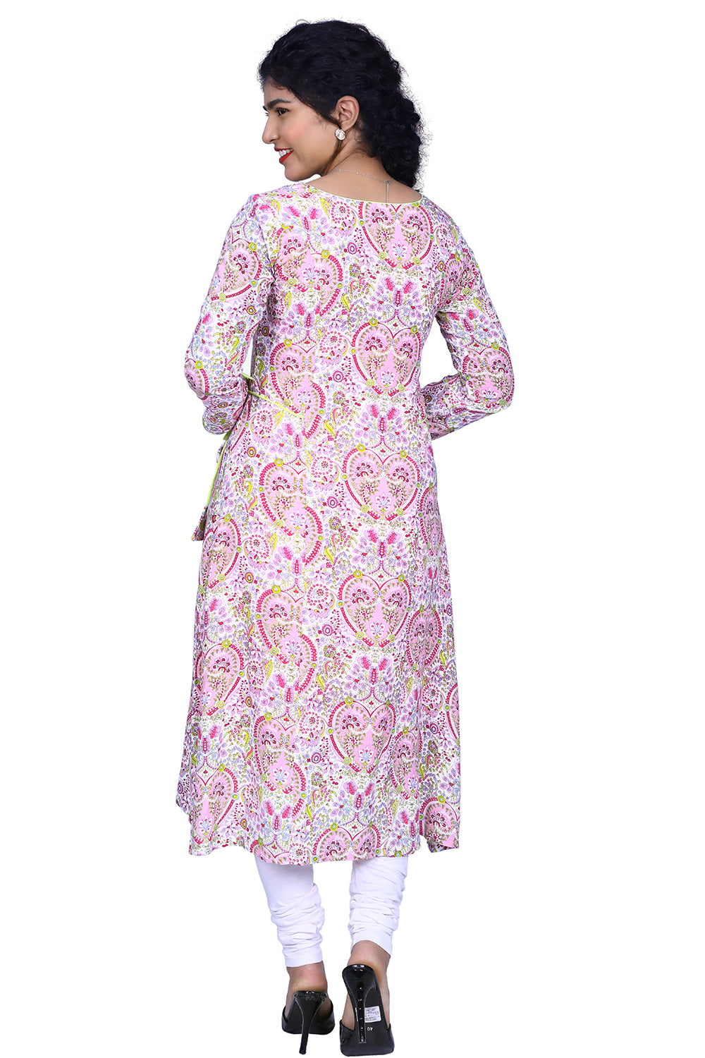Pink Abstract Print Straight Fit kurti | S3G846